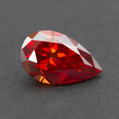 Moissanite Stone Pear Cut Garnet Colored Gemstone Lab Grown Diamond Charms Diy Advanced Jewelry Making with GRA Certificate 