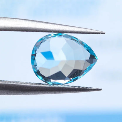 Lab Grown Sapphire Pear Cut Aquamarine Extremely Shiny Quality DIY Ring Necklace Earrings Main Materials AGL Certificate 