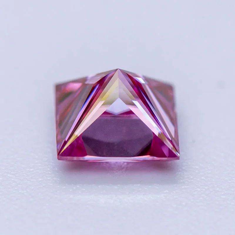Moissanite Gemstone Princess Cut Sakura Pink color Lab Grown Diamond Advanced Jewelry Making Materials with GRA Certificate
