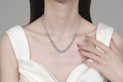 Xindeyi S925 Sterling Silver Full Moissanite Necklace for Women High-end Accessories Light Luxury Gorgeous Fashion European and American Style