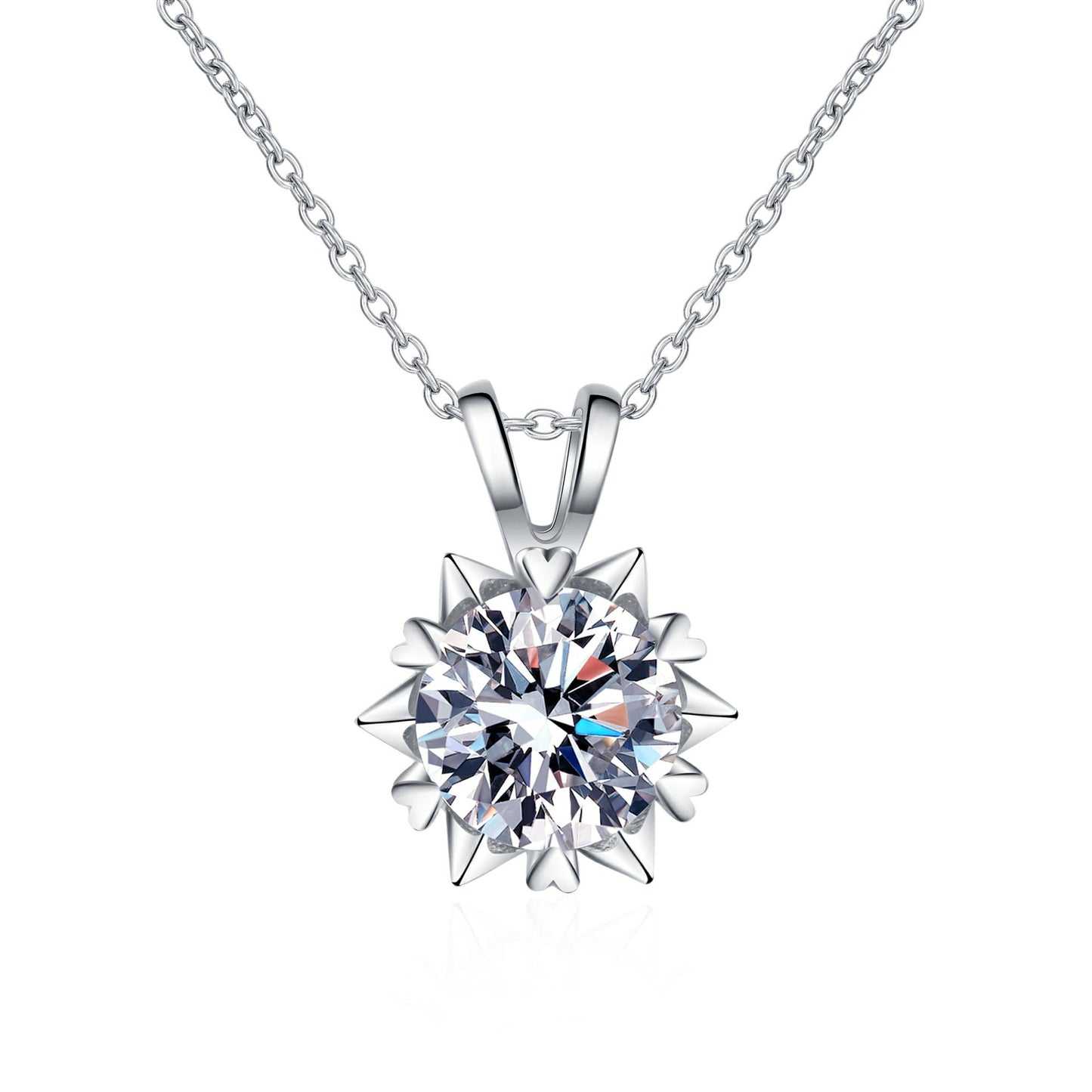 Heart-Shaped Six-Claw S925 Silver Necklace for Women, Hexagram Moissanite Diamond Necklace, Simulated Diamond Jewelry, One Piece Dropshipping