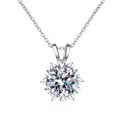 Heart-Shaped Six-Claw S925 Silver Necklace for Women, Hexagram Moissanite Diamond Necklace, Simulated Diamond Jewelry, One Piece Dropshipping