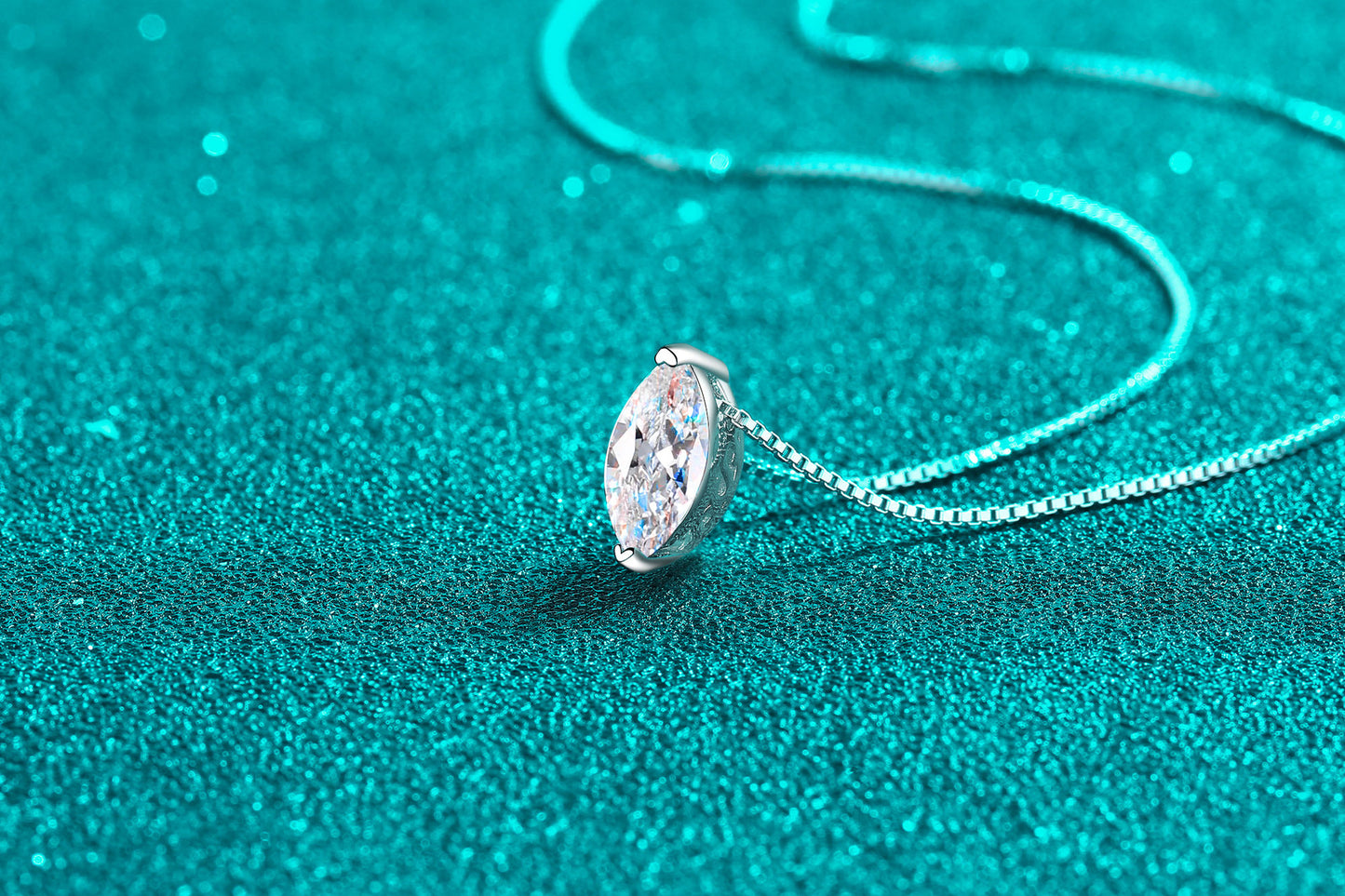 S925 Silver Women's Water Drop Simple Elegant Collarbone Chain Daily Commute Versatile Style Horse Eye Moissanite Necklace