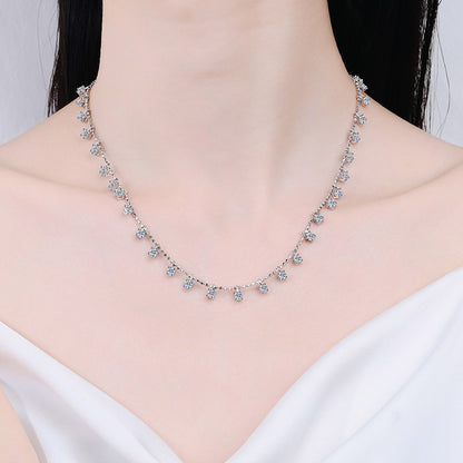 925 Sterling Silver Necklace for Women, Full Moissanite Star Necklace, PT950 Gold Plated Clavicle Chain, Manufacturer's Wholesale Stock