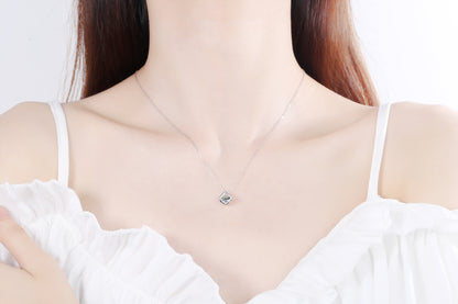 Moissanite Diamond Necklace S925 Silver Plated PT950 Gold Necklace Square Pendant Direct Supply from Manufacturer Live Hot-Selling Model