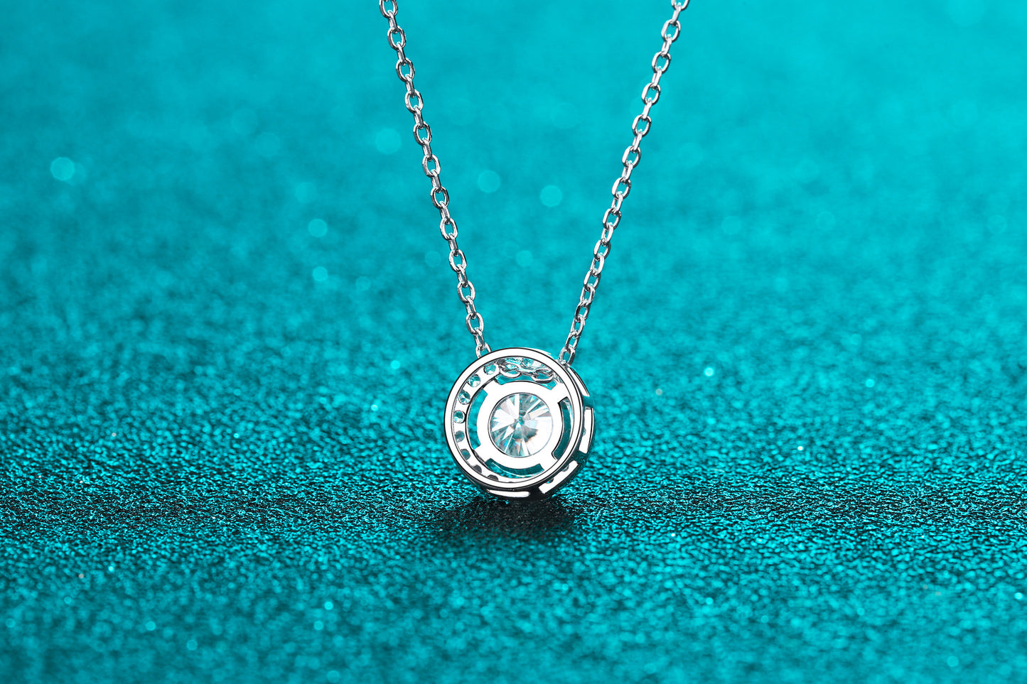 925 Sterling Silver Moissanite Necklace for Women Round Pendant Simple Korean Style Live Streaming Hot Sale Manufacturer Direct Supply One Piece Dropshipping