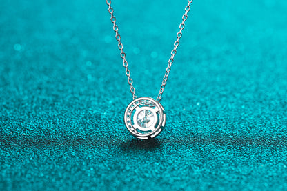 925 Sterling Silver Moissanite Necklace for Women Round Pendant Simple Korean Style Live Streaming Hot Sale Manufacturer Direct Supply One Piece Dropshipping