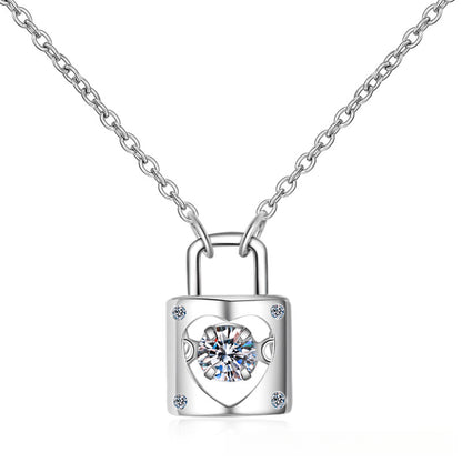 s925Sterling Silver Necklace Moissanite Lock Smart Necklace Lock Love Forever Direct Supply from Manufacturer Supports Any Appraisal