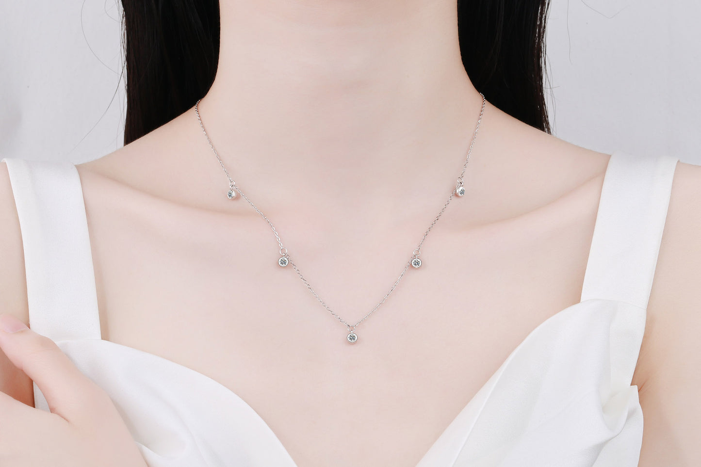 925 Sterling Silver Necklace Moissanite Starry Sky Collarbone Chain PT950 Gold Plated Neck Chain Manufacturer In Stock Wholesale