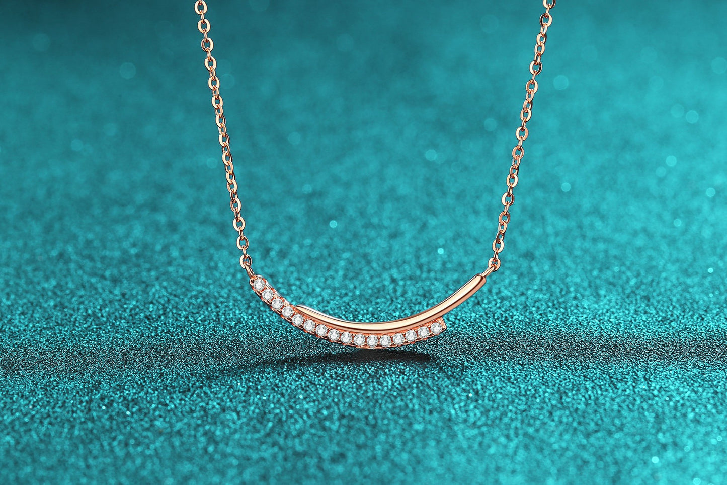 Xindeyi S925 Sterling Silver Moissanite Champagne Gold Necklace for Women Smile Row Diamond Line Chain Simple High-end Cool Style