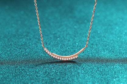 Xindeyi S925 Sterling Silver Moissanite Champagne Gold Necklace for Women Smile Row Diamond Line Chain Simple High-end Cool Style