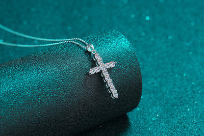 925 Sterling Silver Necklace for Women Moissanite Cross Pendant Necklace Plated with PT950 Gold Clavicle Chain Factory Wholesale