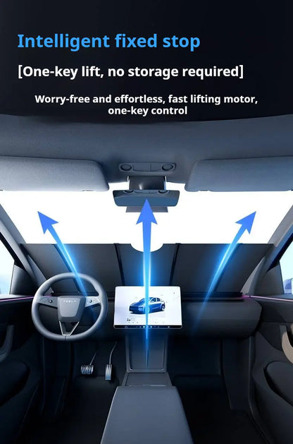 Fully Automatic Car Sun Shade One-Touch Lifting& Lowering Sunshade for Car Windshield Sun-proof Heat Insulation Blackout Sun Shade for CarTesla Accessories