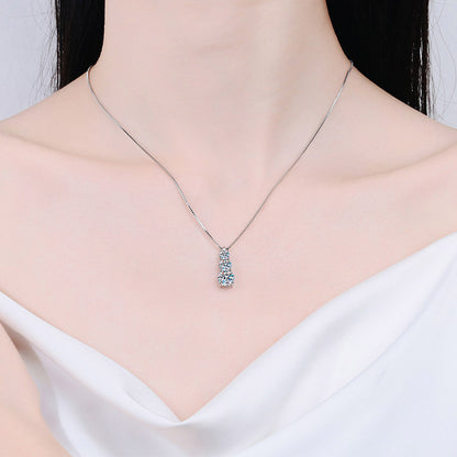 925 Sterling Silver Plated PT950 Gold Pendant Manufacturer In Stock Wholesale Moissanite Necklace Collarbone Chain
