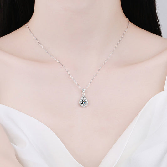 925 Sterling Silver Necklace for Women Moissanite Exquisite Collarbone Chain Plated with PT950 Gold Neck Chain Manufacturer In Stock Wholesale