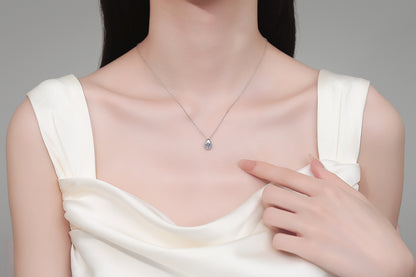 Xindeyi S925 Sterling Silver Moissanite Necklace for Women Water Drop Small Silver Bean Exquisite Pendant High-end Simple Versatile