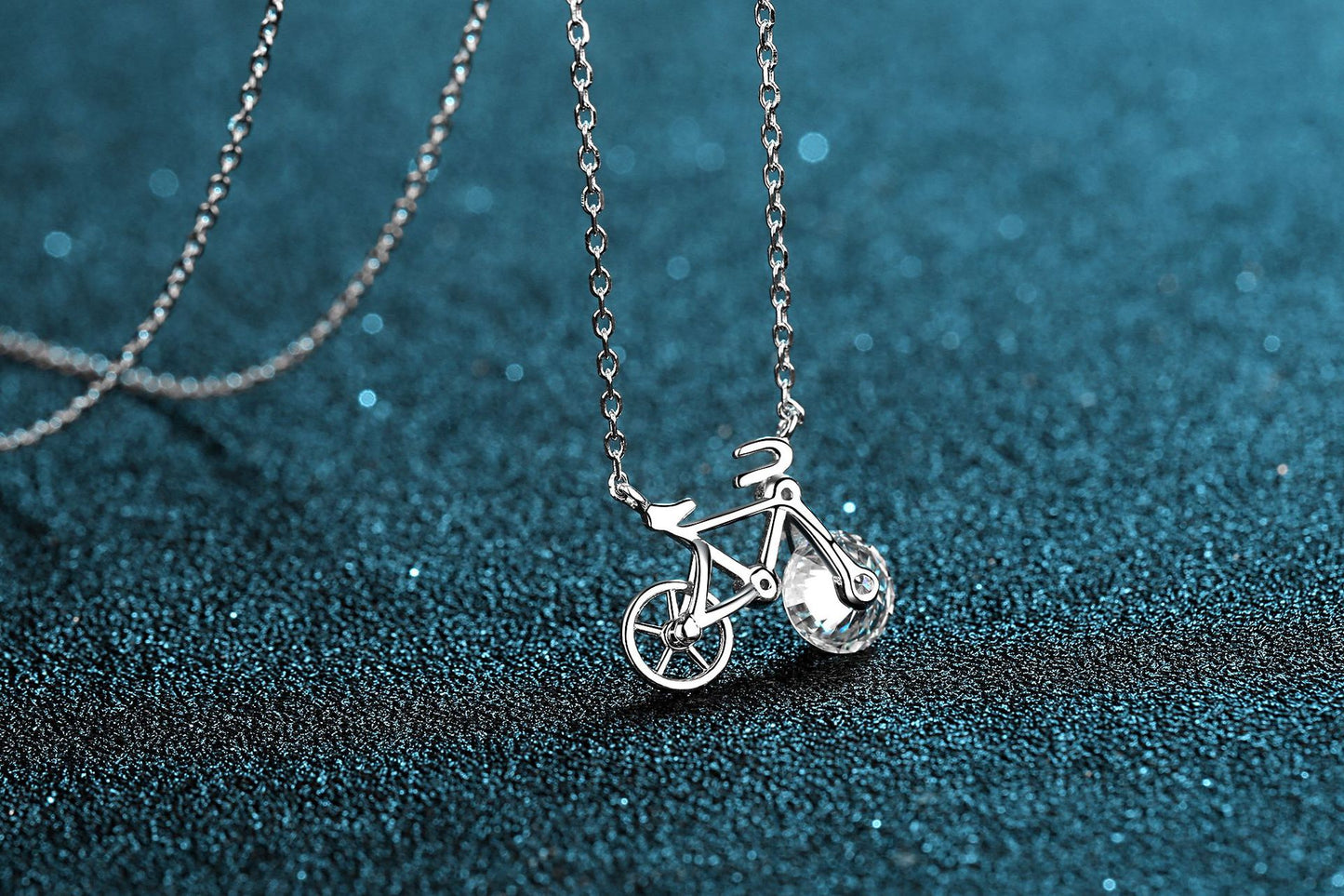 S925 Sterling Silver Moissanite Necklace for Women Simple Cute Bicycle Choker Direct from Manufacturer Internet Celebrity Style Wholesale