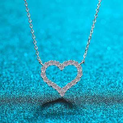 S925 Sterling Silver Plated PT950 Gold Heart Pendant Trendy Necklace Women's Pendant Accessories Wholesale Direct Supply from Manufacturer
