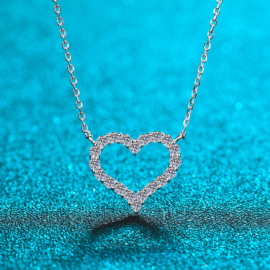 S925 Sterling Silver Plated PT950 Gold Heart Pendant Trendy Necklace Women's Pendant Accessories Wholesale Direct Supply from Manufacturer