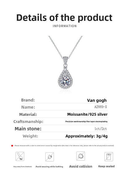 925 Sterling Silver Necklace for Women Moissanite Exquisite Collarbone Chain Plated with PT950 Gold Neck Chain Manufacturer In Stock Wholesale