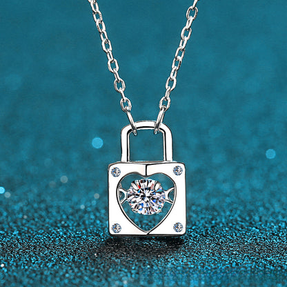 s925Sterling Silver Necklace Moissanite Lock Smart Necklace Lock Love Forever Direct Supply from Manufacturer Supports Any Appraisal