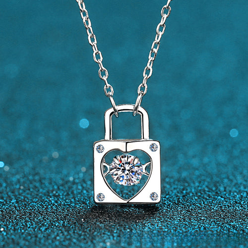 s925Sterling Silver Necklace Moissanite Lock Smart Necklace Lock Love Forever Direct Supply from Manufacturer Supports Any Appraisal